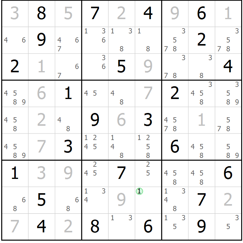 Position des candidats pour la solution de la Gr 62 page 65 du magazine de sudoku Virtuose n° 106