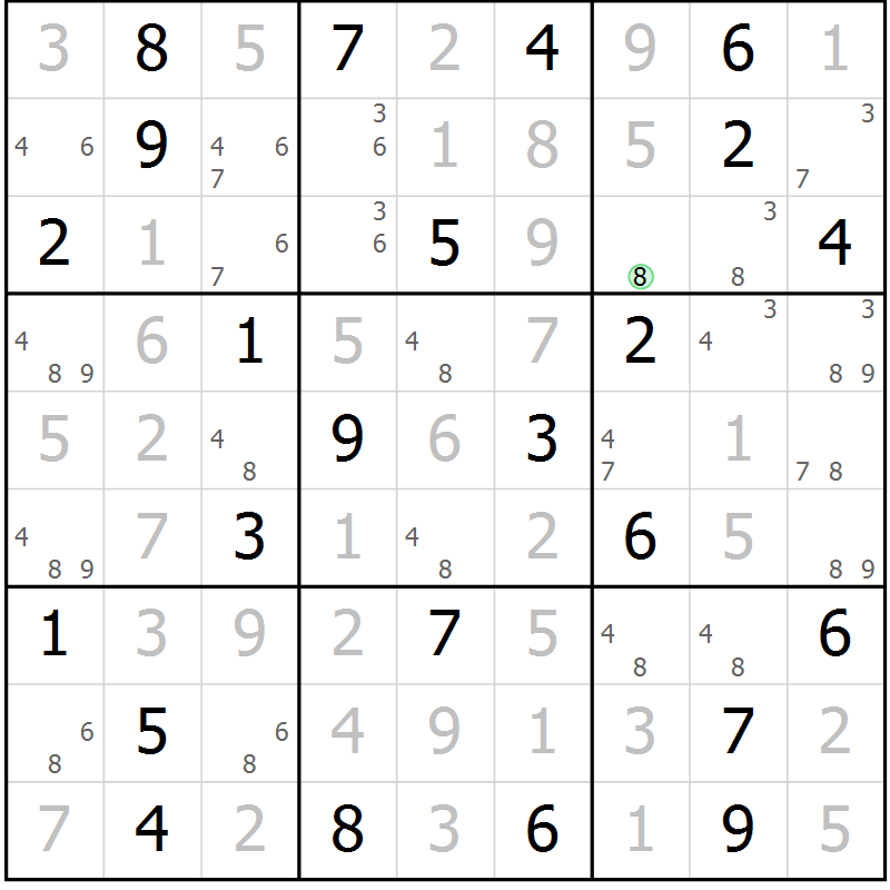 Position des candidats pour la solution de la Gr 62 page 65 du magazine de sudoku Virtuose n° 106