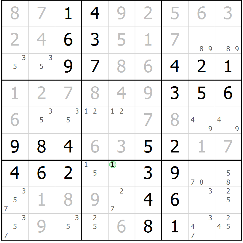 Position des candidats pour la solution de la Gr 64 page 67 du magazine de sudoku Virtuose n° 106