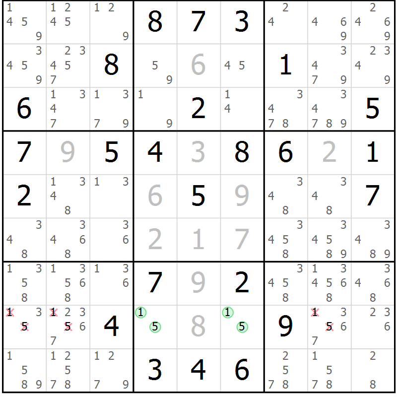 Position des candidats pour la solution de la Gr 66 page 69 du magazine de sudoku Virtuose n° 106