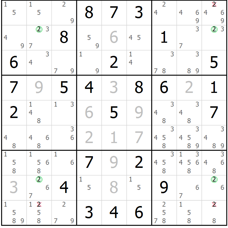 Position des candidats pour la solution de la Gr 66 page 69 du magazine de sudoku Virtuose n° 106