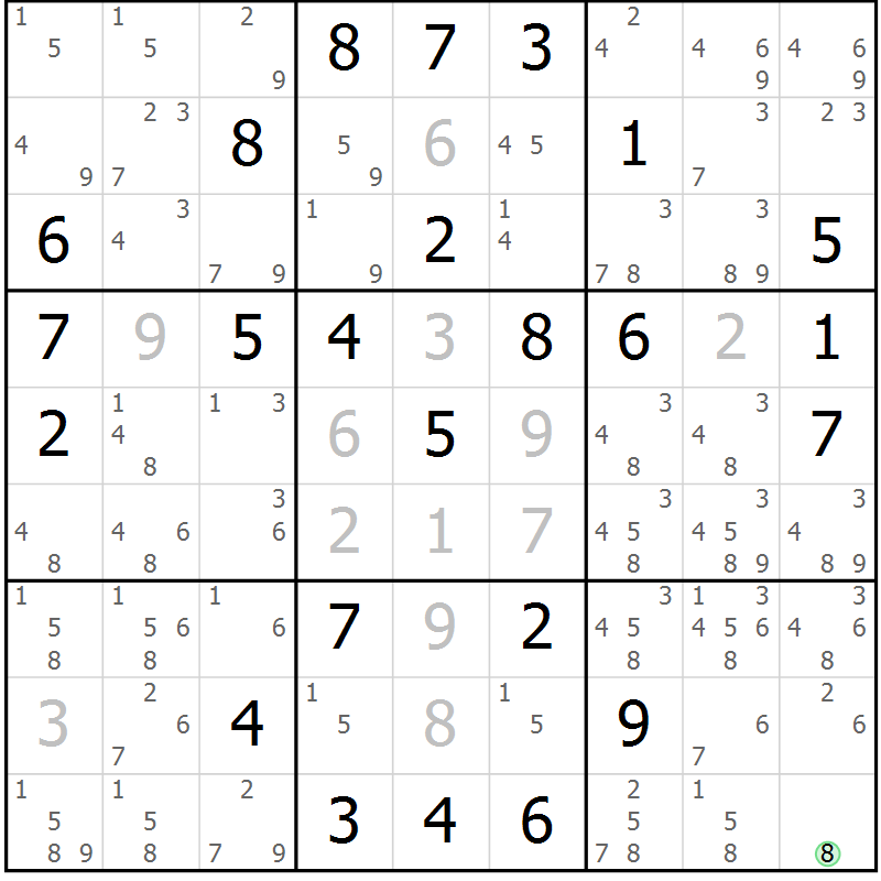 Position des candidats pour la solution de la Gr 66 page 69 du magazine de sudoku Virtuose n° 106