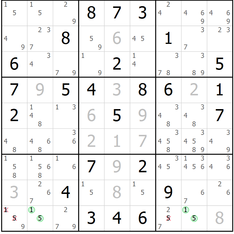 Position des candidats pour la solution de la Gr 66 page 69 du magazine de sudoku Virtuose n° 106