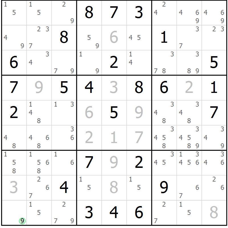 Position des candidats pour la solution de la Gr 66 page 69 du magazine de sudoku Virtuose n° 106