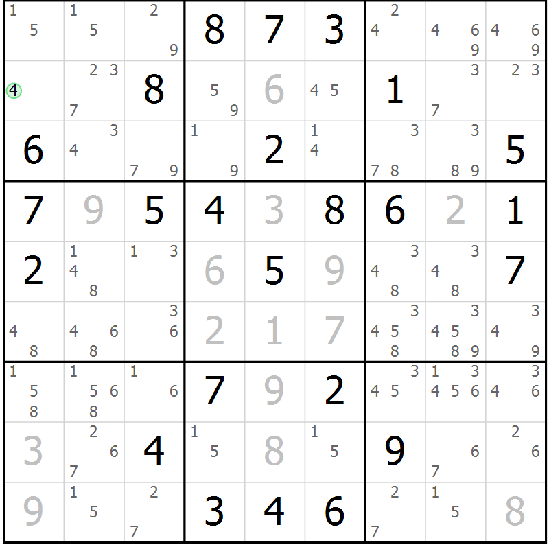 Position des candidats pour la solution de la Gr 66 page 69 du magazine de sudoku Virtuose n° 106