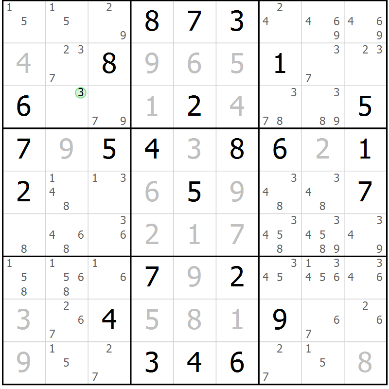 Position des candidats pour la solution de la Gr 66 page 69 du magazine de sudoku Virtuose n° 106