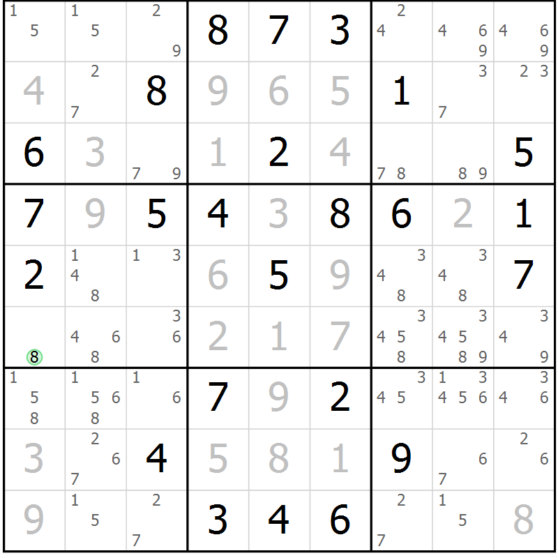 Position des candidats pour la solution de la Gr 66 page 69 du magazine de sudoku Virtuose n° 106