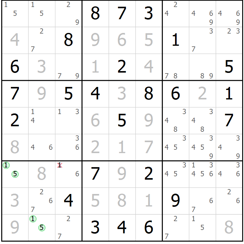Position des candidats pour la solution de la Gr 66 page 69 du magazine de sudoku Virtuose n° 106