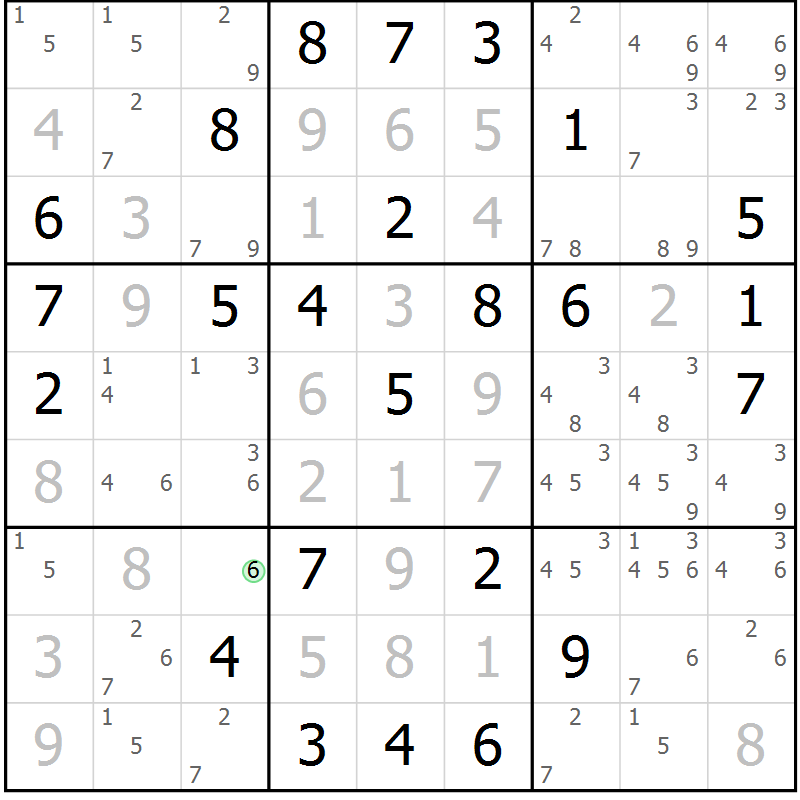 Position des candidats pour la solution de la Gr 66 page 69 du magazine de sudoku Virtuose n° 106