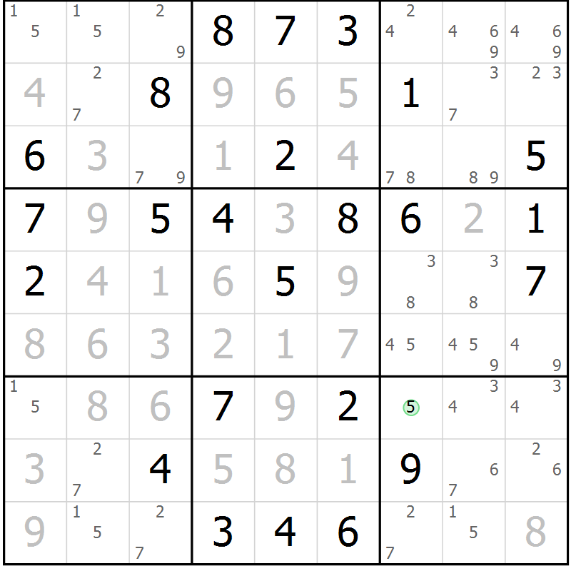 Position des candidats pour la solution de la Gr 66 page 69 du magazine de sudoku Virtuose n° 106