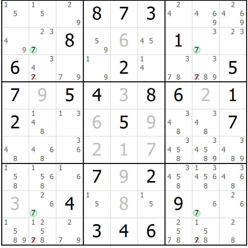 Position des candidats pour la solution de la Gr 66 page 69 du magazine de sudoku Virtuose n° 106