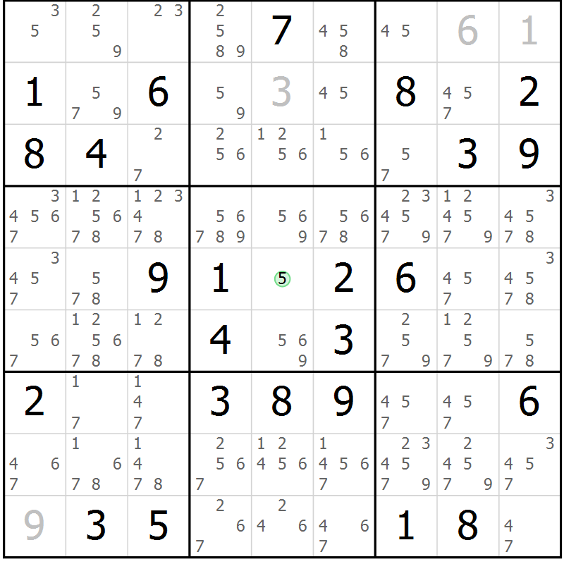 Position des candidats pour la solution de la Gr 68 page 71 du magazine de sudoku Virtuose n° 106