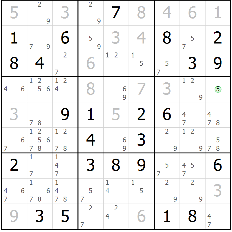 Position des candidats pour la solution de la Gr 68 page 71 du magazine de sudoku Virtuose n° 106