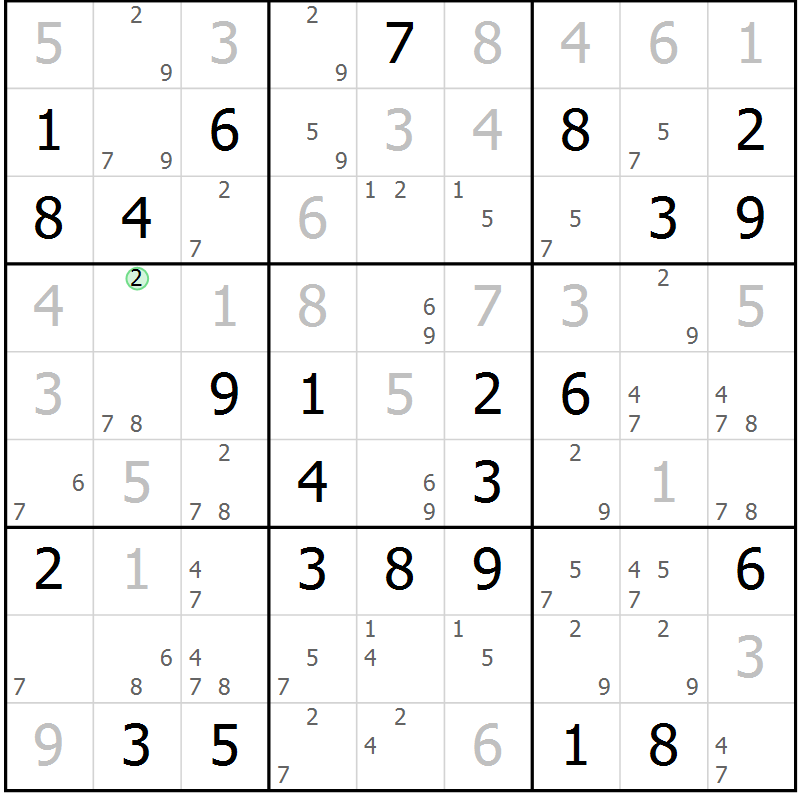 Position des candidats pour la solution de la Gr 68 page 71 du magazine de sudoku Virtuose n° 106