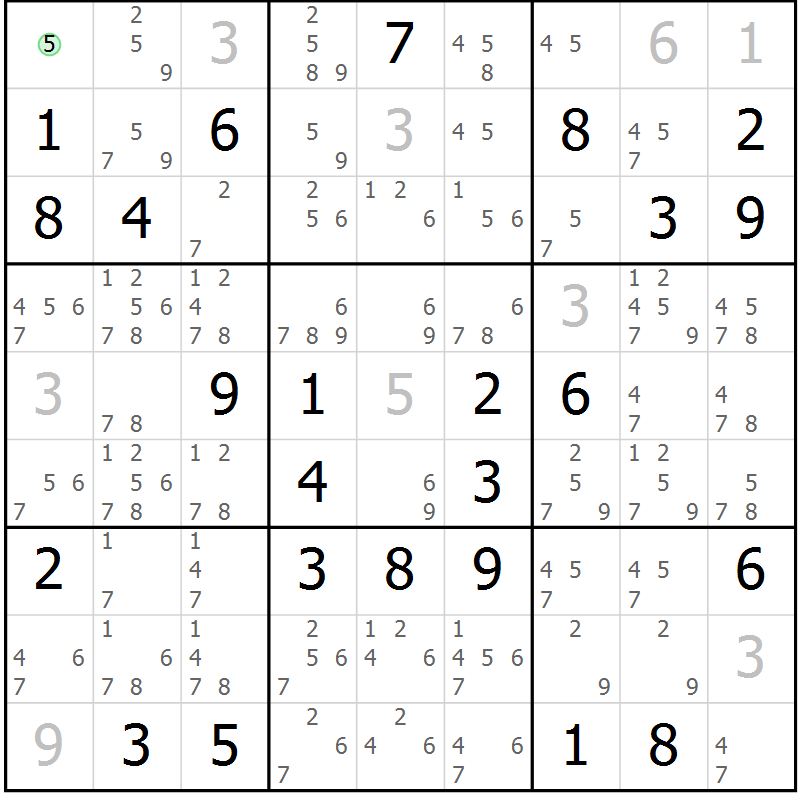 Position des candidats pour la solution de la Gr 68 page 71 du magazine de sudoku Virtuose n° 106