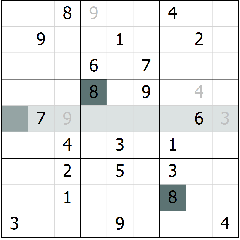 Position des candidats pour la solution de la Gr 7 page 10 du magazine de sudoku Virtuose n° 106