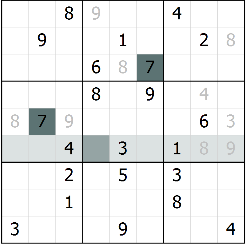 Position des candidats pour la solution de la Gr 7 page 10 du magazine de sudoku Virtuose n° 106