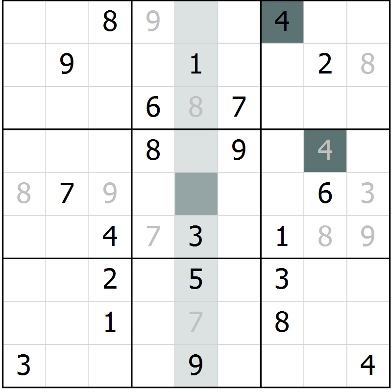 Position des candidats pour la solution de la Gr 7 page 10 du magazine de sudoku Virtuose n° 106