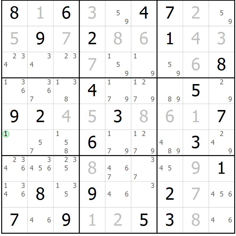 Position des candidats pour la solution de la Gr 73 page 76 du magazine de sudoku Virtuose n° 106
