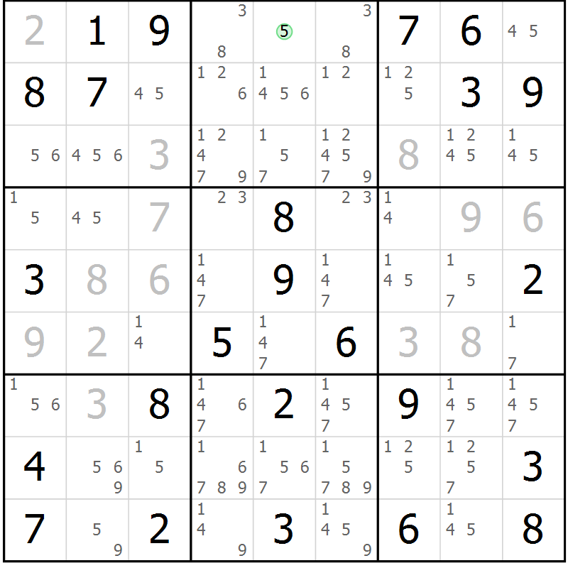 Position des candidats pour la solution de la Gr 74 page 77 du magazine de sudoku Virtuose n° 106