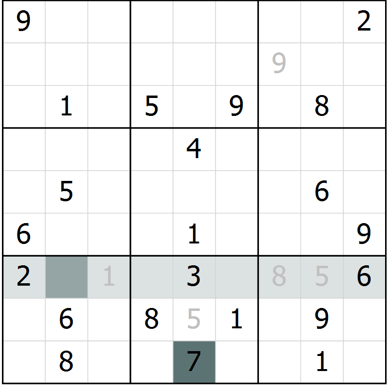 Position des candidats pour la solution de la Gr 8 page 11 du magazine de sudoku Virtuose n° 106