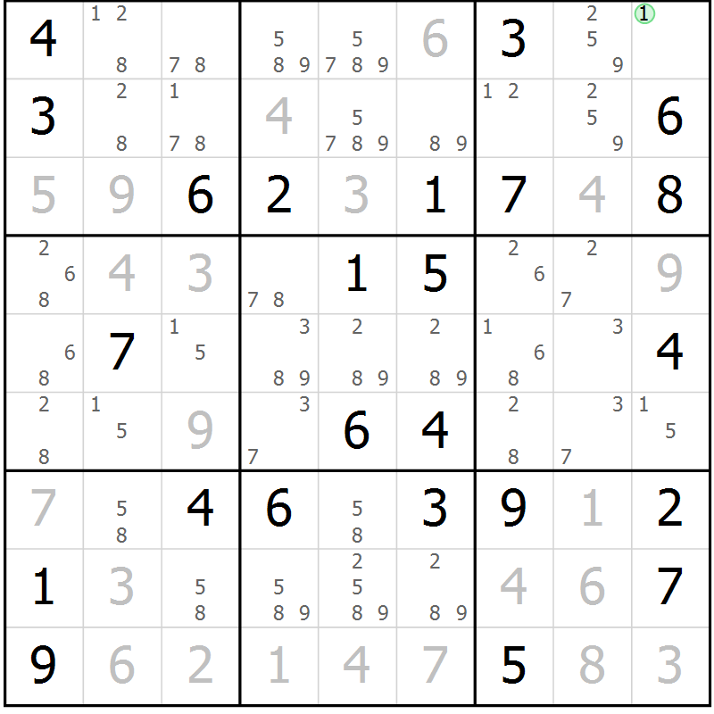 Position des candidats pour la solution de la Gr 80 page 83 du magazine de sudoku Virtuose n° 106