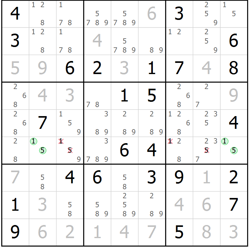 Position des candidats pour la solution de la Gr 80 page 83 du magazine de sudoku Virtuose n° 106