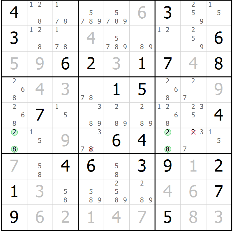 Position des candidats pour la solution de la Gr 80 page 83 du magazine de sudoku Virtuose n° 106