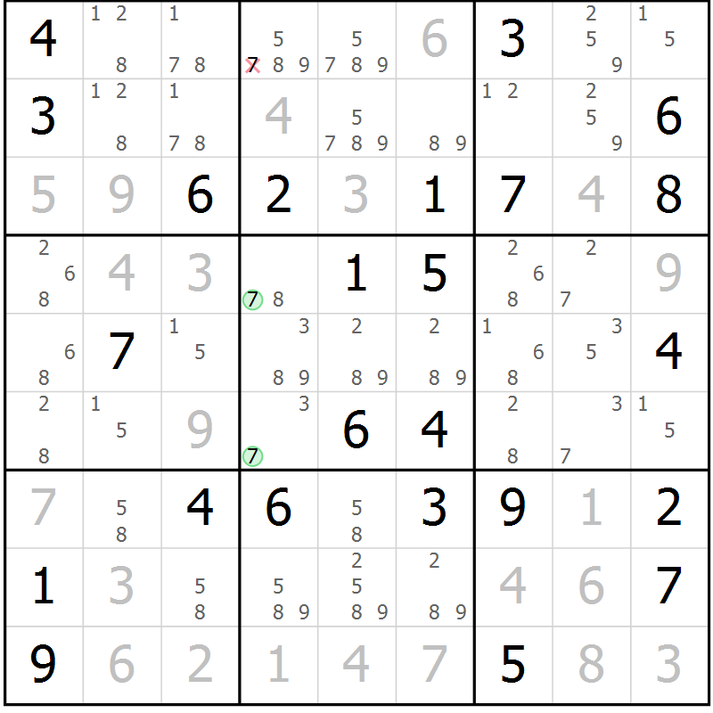 Position des candidats pour la solution de la Gr 80 page 83 du magazine de sudoku Virtuose n° 106
