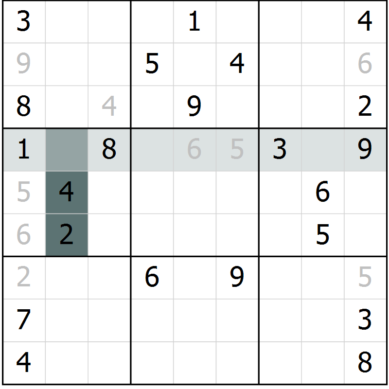 Position des candidats pour la solution de la Gr 9 page 12 du magazine de sudoku Virtuose n° 106