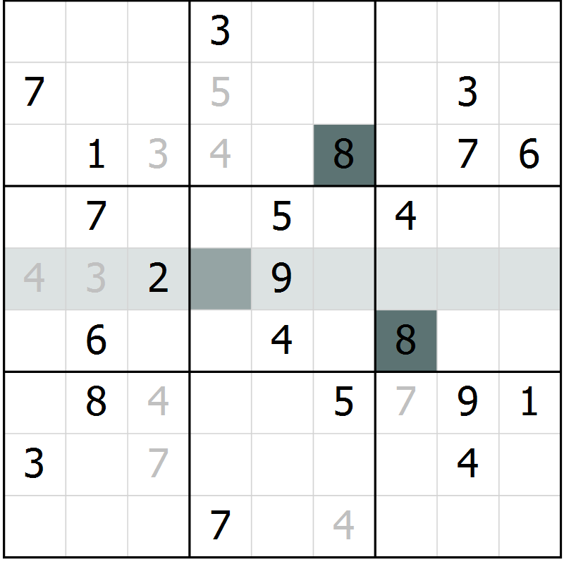 Position des candidats pour la solution de la Gr 1 page 4 du magazine de sudoku Platina n° 038