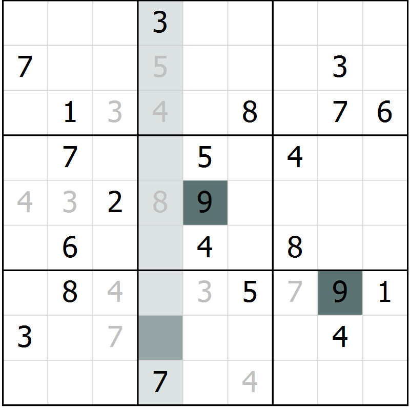 Position des candidats pour la solution de la Gr 1 page 4 du magazine de sudoku Platina n° 038