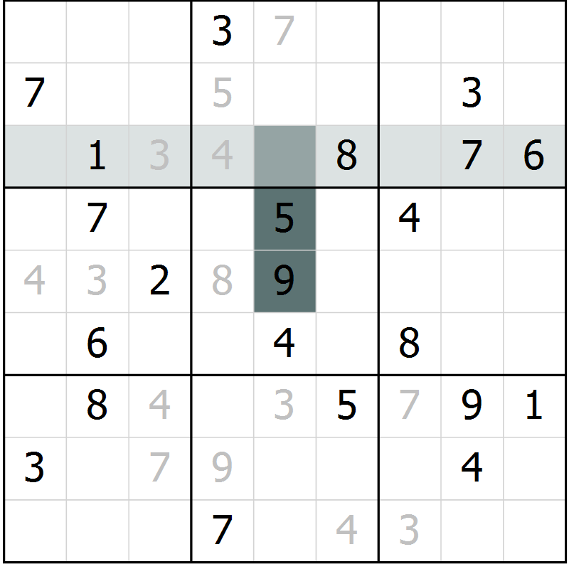 Position des candidats pour la solution de la Gr 1 page 4 du magazine de sudoku Platina n° 038