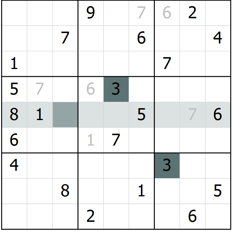 Position des candidats pour la solution de la Gr 10 page 13 du magazine de sudoku Platina n° 038
