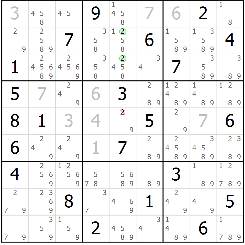 Position des candidats pour la solution de la Gr 10 page 13 du magazine de sudoku Platina n° 038