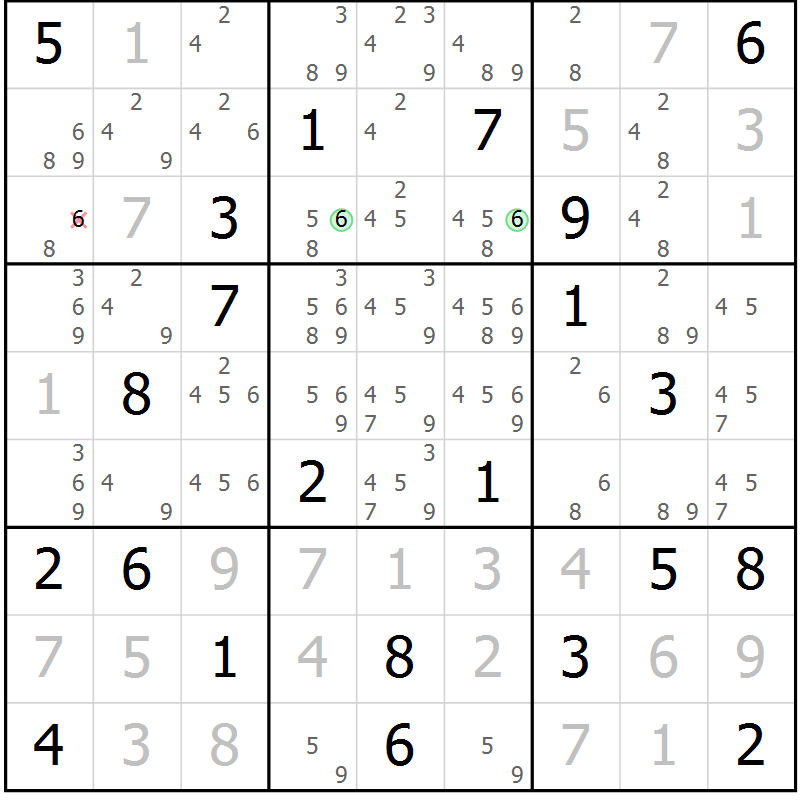 Position des candidats pour la solution de la Gr 11 page 14 du magazine de sudoku Platina n° 038