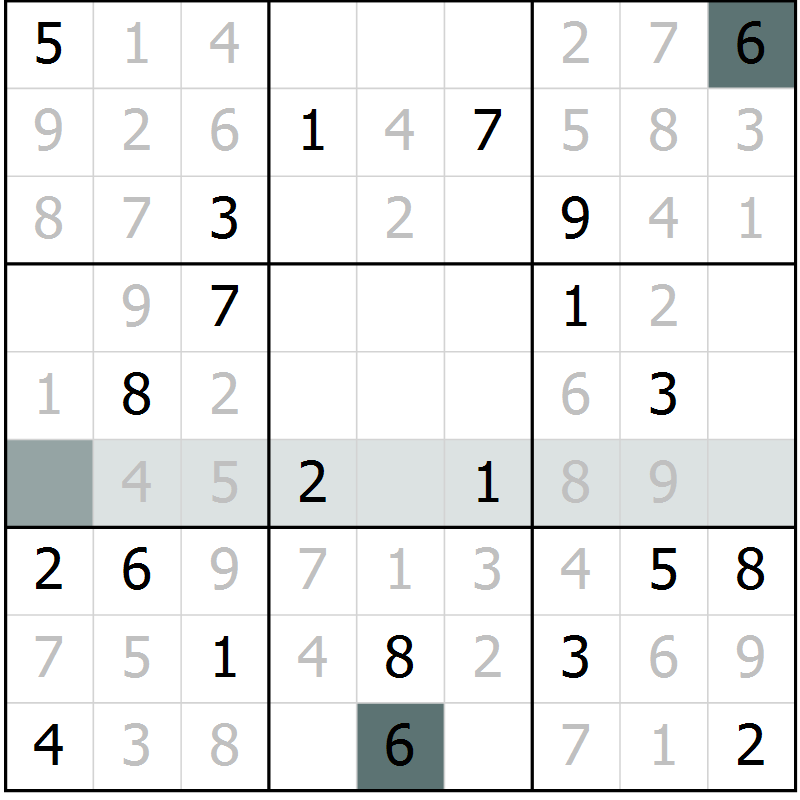 Position des candidats pour la solution de la Gr 11 page 14 du magazine de sudoku Platina n° 038