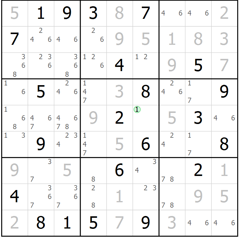 Position des candidats pour la solution de la Gr 12 page 15 du magazine de sudoku Platina n° 038