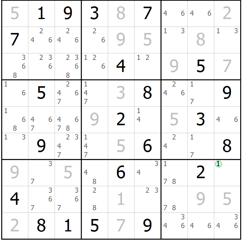 Position des candidats pour la solution de la Gr 12 page 15 du magazine de sudoku Platina n° 038