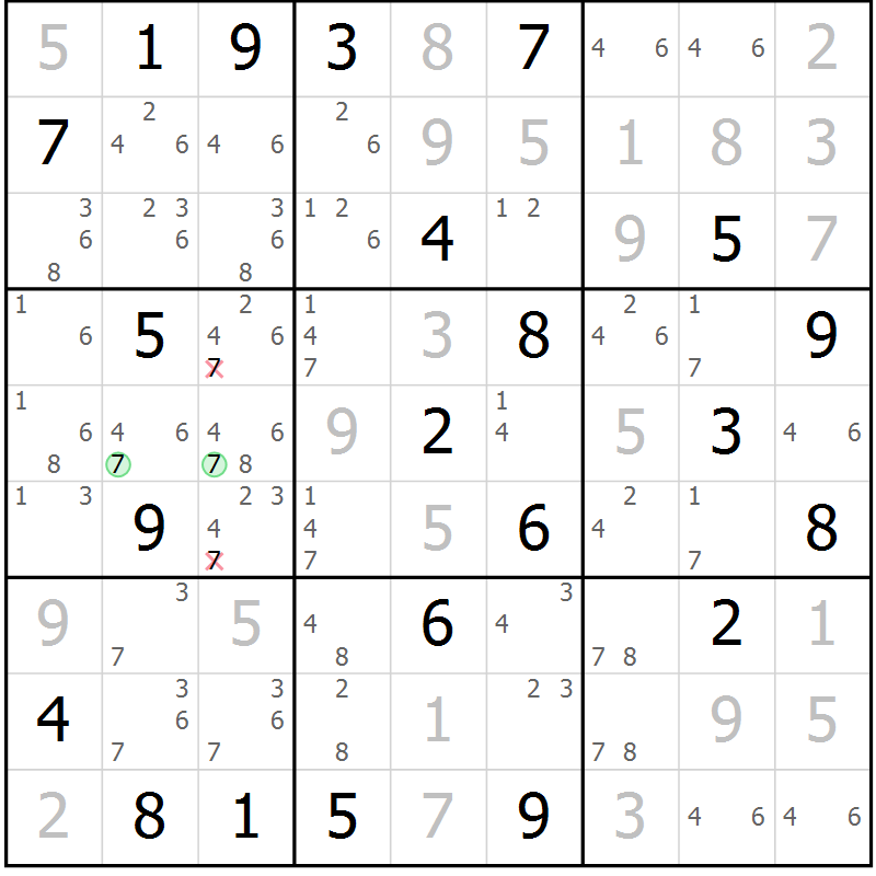 Position des candidats pour la solution de la Gr 12 page 15 du magazine de sudoku Platina n° 038