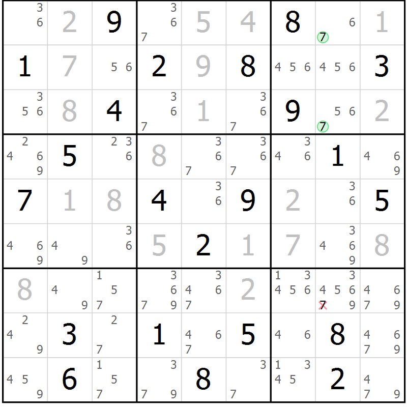 Position des candidats pour la solution de la Gr 13 page 16 du magazine de sudoku Platina n° 038