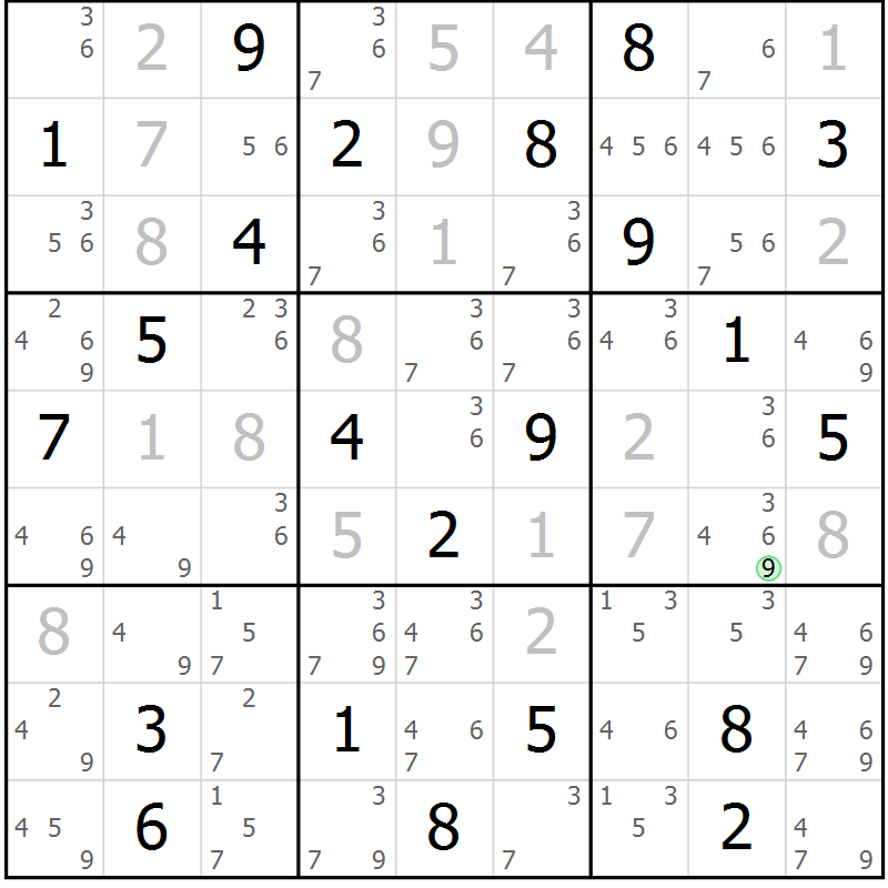 Position des candidats pour la solution de la Gr 13 page 16 du magazine de sudoku Platina n° 038