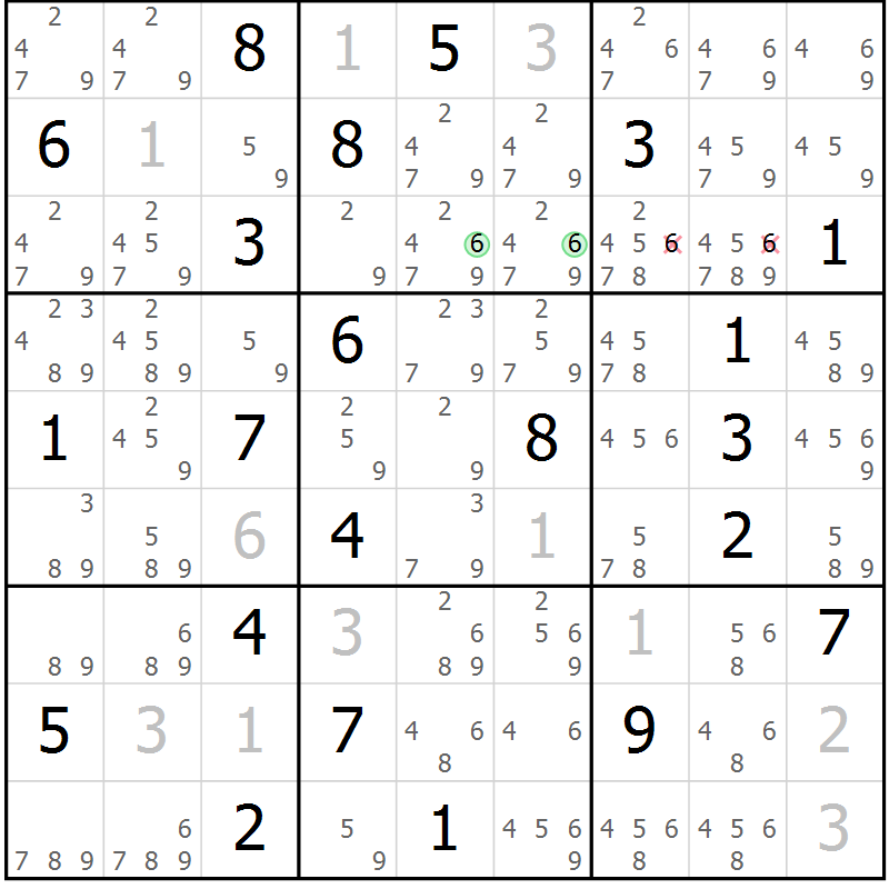 Position des candidats pour la solution de la Gr 17 page 20 du magazine de sudoku Platina n° 038