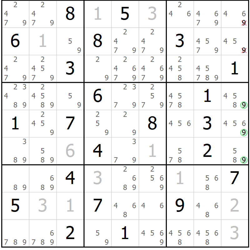 Position des candidats pour la solution de la Gr 17 page 20 du magazine de sudoku Platina n° 038