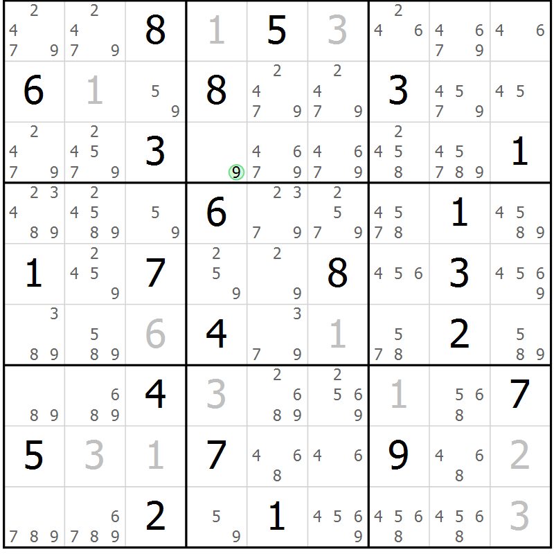 Position des candidats pour la solution de la Gr 17 page 20 du magazine de sudoku Platina n° 038