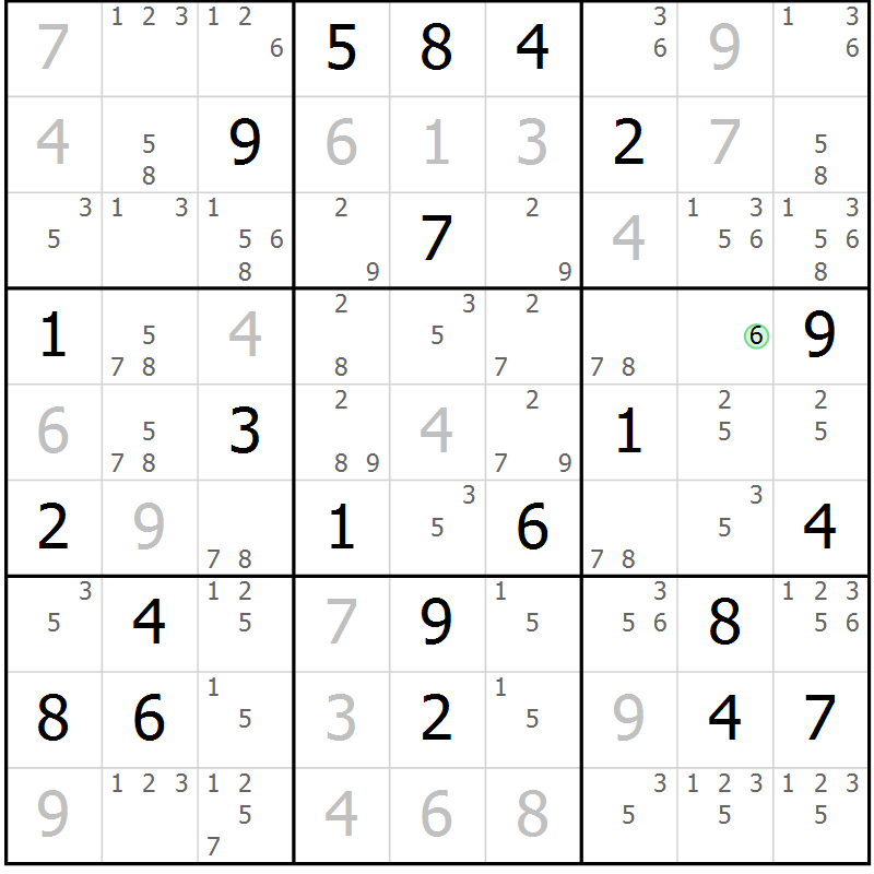Position des candidats pour la solution de la Gr 18 page 21 du magazine de sudoku Platina n° 038