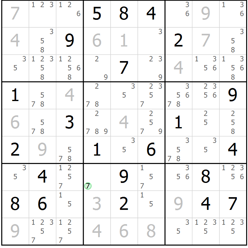 Position des candidats pour la solution de la Gr 18 page 21 du magazine de sudoku Platina n° 038