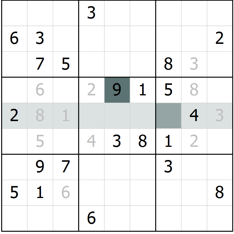 Position des candidats pour la solution de la Gr 2 page 5 du magazine de sudoku Platina n° 038