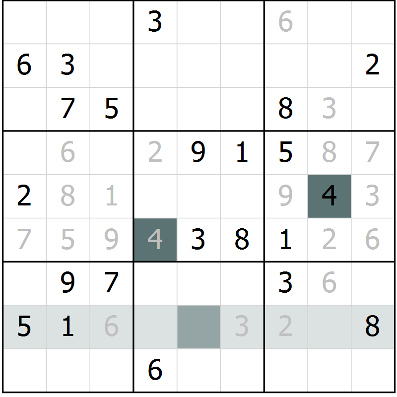 Position des candidats pour la solution de la Gr 2 page 5 du magazine de sudoku Platina n° 038