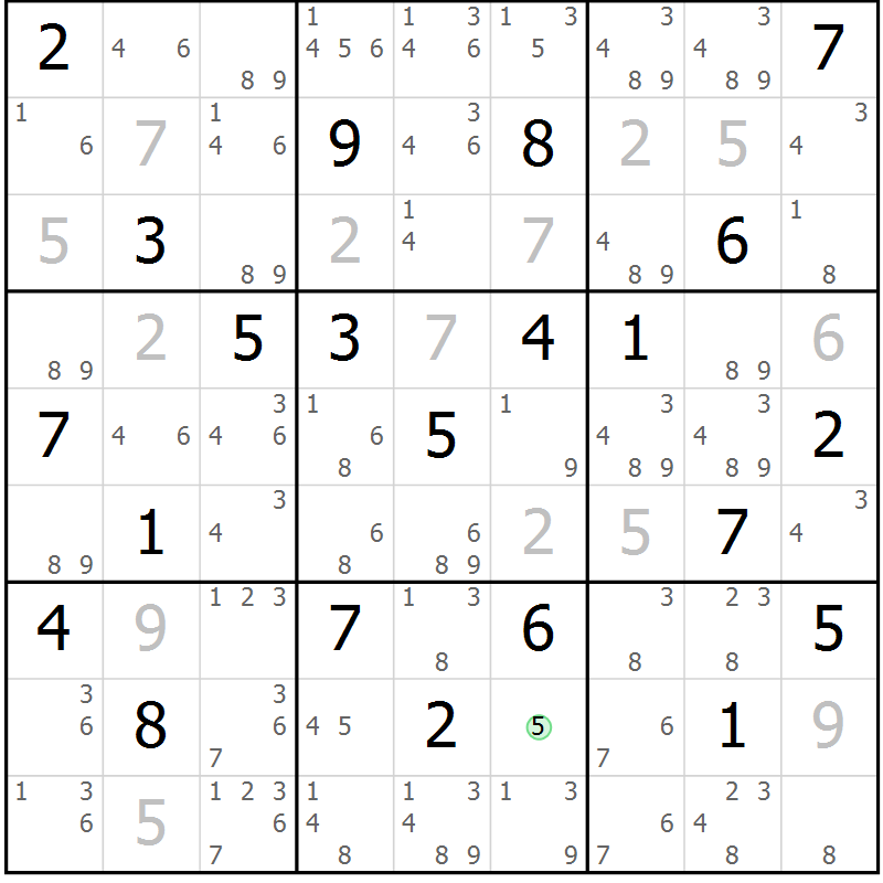 Position des candidats pour la solution de la Gr 21 page 24 du magazine de sudoku Platina n° 038